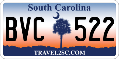 SC license plate BVC522