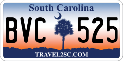 SC license plate BVC525
