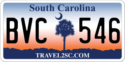 SC license plate BVC546