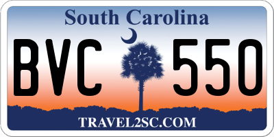 SC license plate BVC550