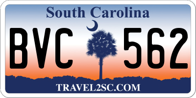SC license plate BVC562