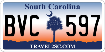 SC license plate BVC597