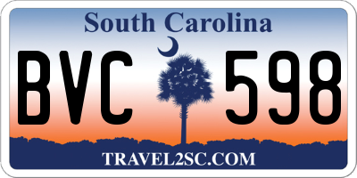 SC license plate BVC598