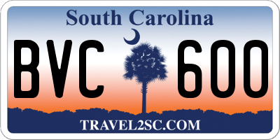 SC license plate BVC600
