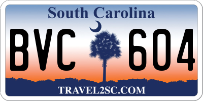 SC license plate BVC604