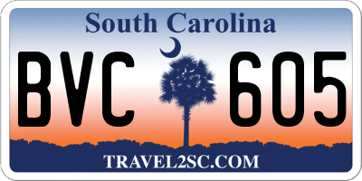 SC license plate BVC605