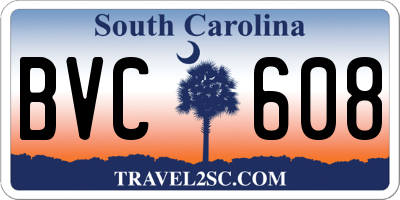 SC license plate BVC608