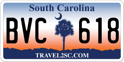SC license plate BVC618