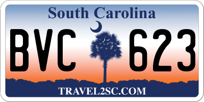 SC license plate BVC623