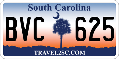 SC license plate BVC625