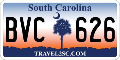 SC license plate BVC626