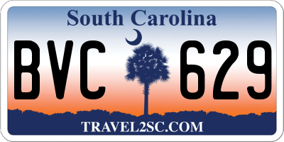 SC license plate BVC629