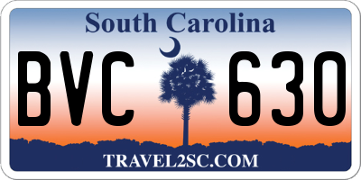 SC license plate BVC630