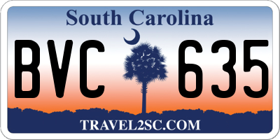 SC license plate BVC635