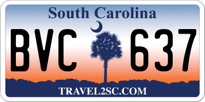 SC license plate BVC637