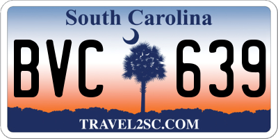 SC license plate BVC639