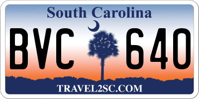 SC license plate BVC640