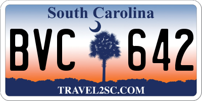 SC license plate BVC642