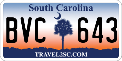 SC license plate BVC643