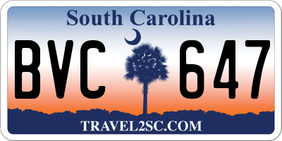SC license plate BVC647
