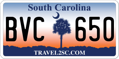 SC license plate BVC650