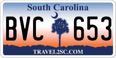 SC license plate BVC653