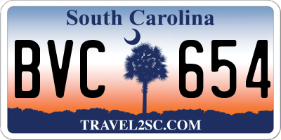 SC license plate BVC654