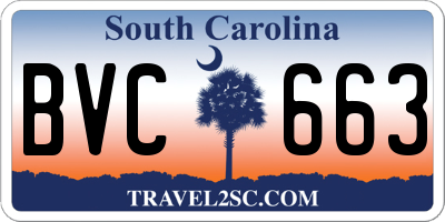 SC license plate BVC663