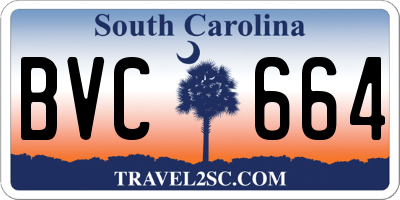 SC license plate BVC664