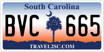 SC license plate BVC665