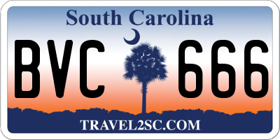 SC license plate BVC666