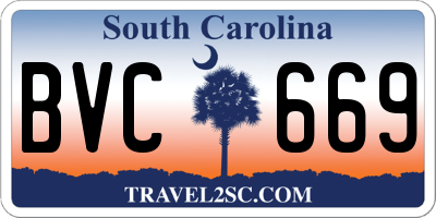 SC license plate BVC669