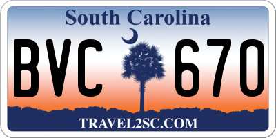 SC license plate BVC670