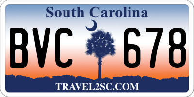 SC license plate BVC678