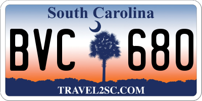 SC license plate BVC680