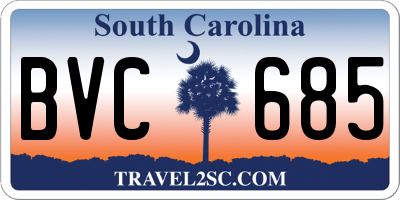 SC license plate BVC685