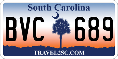 SC license plate BVC689