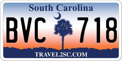 SC license plate BVC718