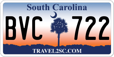 SC license plate BVC722