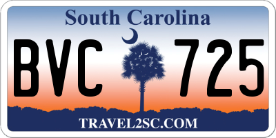 SC license plate BVC725