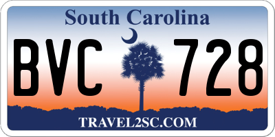 SC license plate BVC728