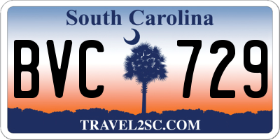 SC license plate BVC729
