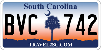 SC license plate BVC742