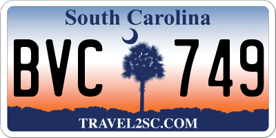 SC license plate BVC749