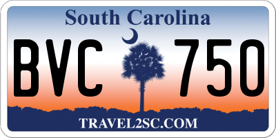 SC license plate BVC750