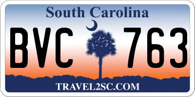 SC license plate BVC763