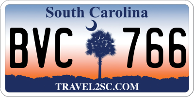 SC license plate BVC766