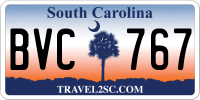 SC license plate BVC767