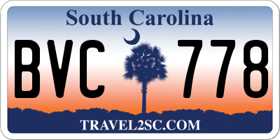 SC license plate BVC778
