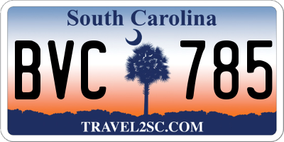 SC license plate BVC785